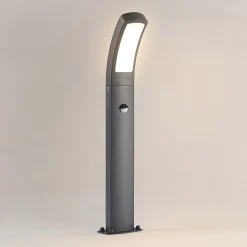Lindby LED-sokkelivalaisin Moshe, 60 cm, antrasiitti, tunnistin