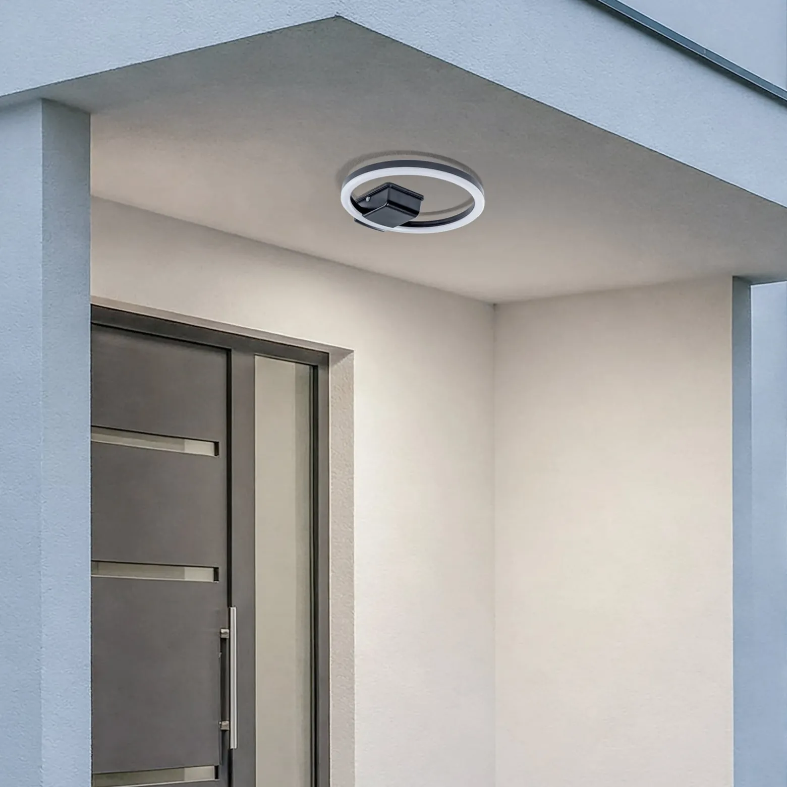 Lindby LED-ulkokattovalaisin Finian, Ø 31 cm, CCT, himmennettävä