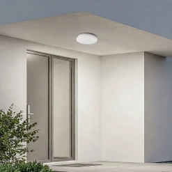Lindby LED-ulkokattovalaisin Kirkola, 4000 K, halkaisija 26 cm, valkoinen