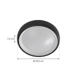 Lindby LED ulkokattovalaisin Niniel, musta, Ø 25 cm