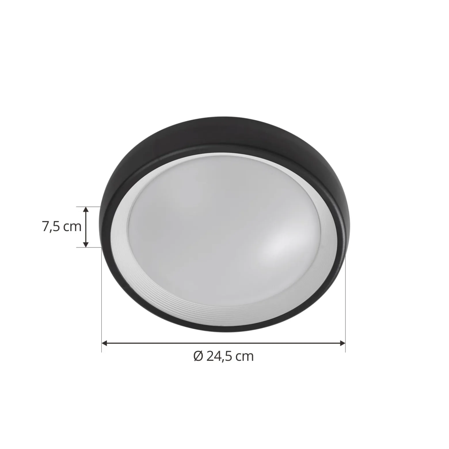 Lindby LED ulkokattovalaisin Niniel, musta, Ø 25 cm