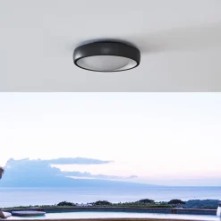 Lindby LED ulkokattovalaisin Niniel, musta, Ø 25 cm
