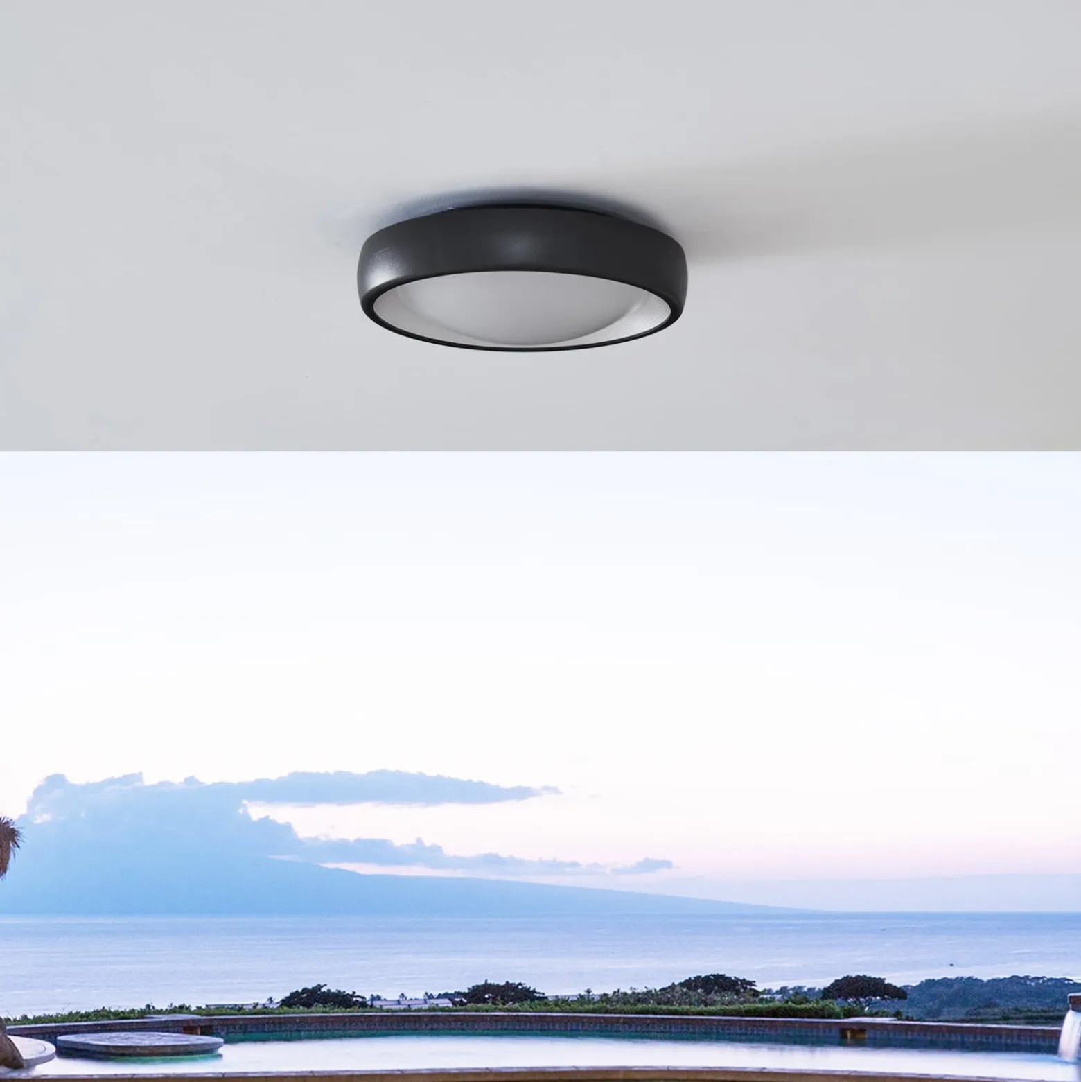 Lindby LED ulkokattovalaisin Niniel, musta, Ø 25 cm