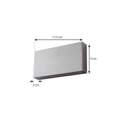 Lindby LED-ulkoseinälamppu Jarte, hopea, metalli, 17 cm, IP54