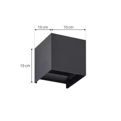 Lindby LED-ulkoseinälamppu Nivar, kulmikas, musta, 10 cm, IP54