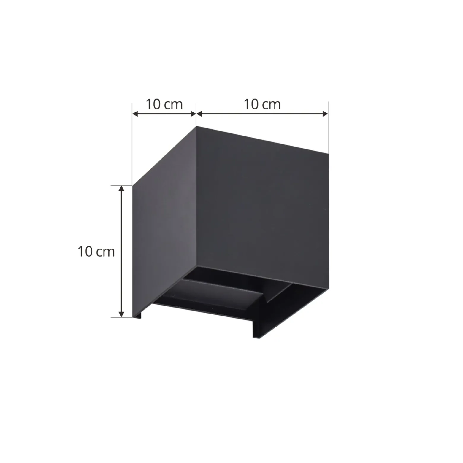 Lindby LED-ulkoseinälamppu Nivar, kulmikas, musta, 10 cm, IP54