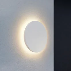 Lindby LED-ulkoseinälamppu Selinel, valkoinen, Ø 23 cm, talonumero