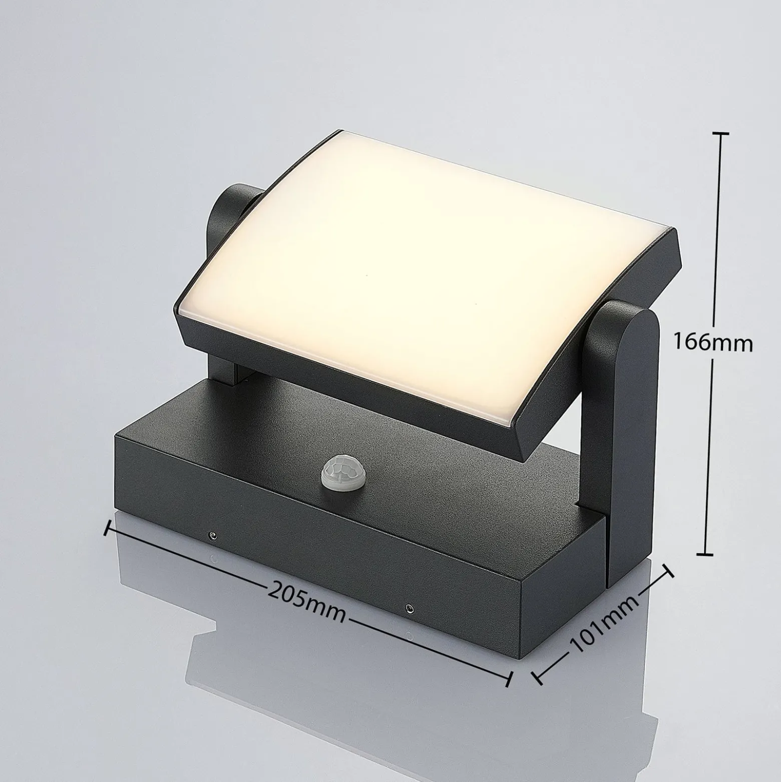 Lindby LED-ulkoseinälamppu Sherin, antrasiitti, anturi, IP54