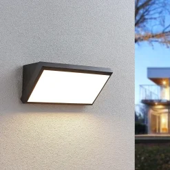 Lindby LED-ulkoseinävalaisin Abby, anturi, IP65, tummanharmaa