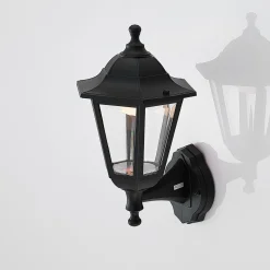 Lindby LED-ulkoseinävalaisin Iavo, musta, lyhty, 38 cm
