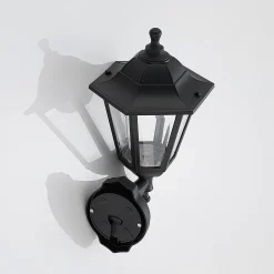 Lindby LED-ulkoseinävalaisin Iavo, musta, lyhty, 38 cm