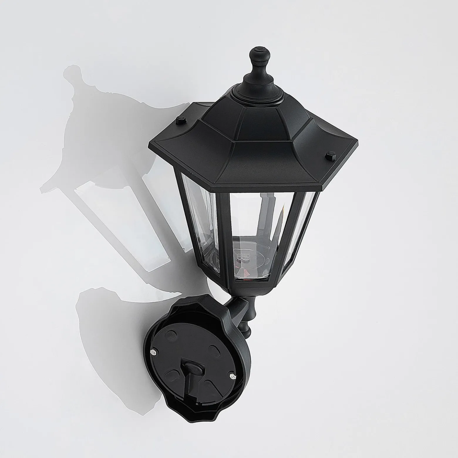Lindby LED-ulkoseinävalaisin Iavo, musta, lyhty, 38 cm