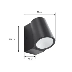 Lindby LED-ulkoseinävalaisin Illuvia, mattamusta, IP54