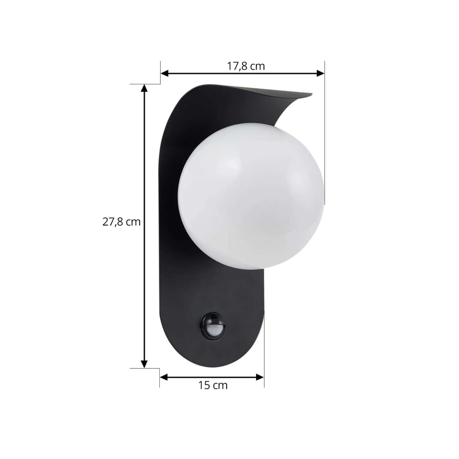 Lindby LED-ulkoseinävalaisin Lacie, sensori, musta/valkoinen, alumiini