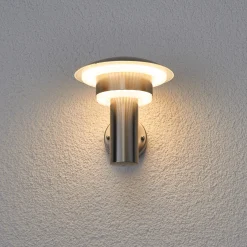 Lindby LED-ulkoseinävalaisin Lillie, korkeus 19 cm, ruostumaton teräs