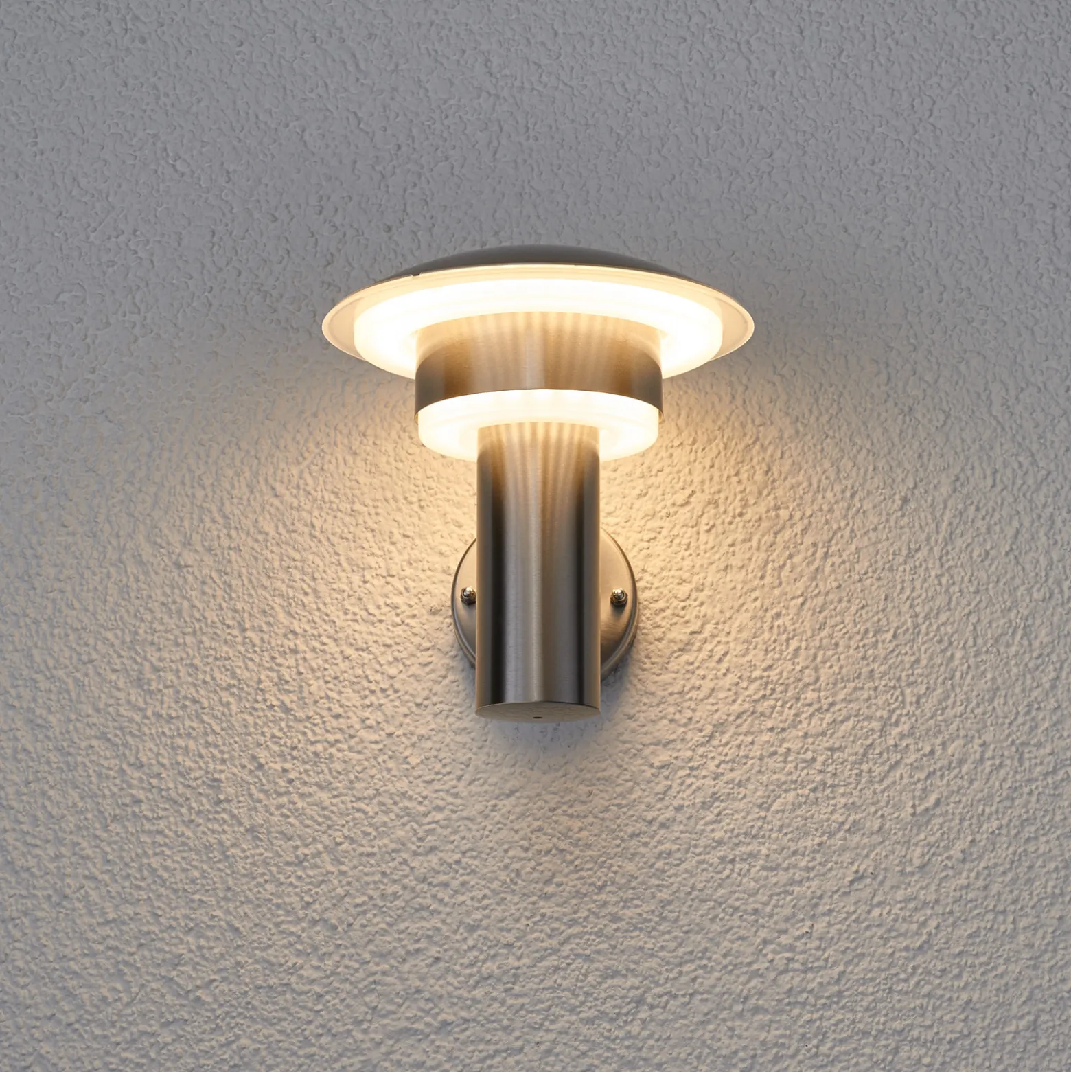 Lindby LED-ulkoseinävalaisin Lillie, korkeus 19 cm, ruostumaton teräs