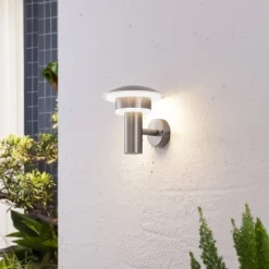 Lindby LED-ulkoseinävalaisin Lillie, korkeus 19 cm, ruostumaton teräs