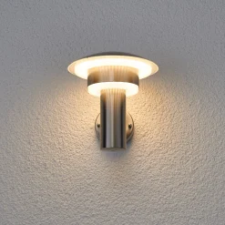 Lindby LED-ulkoseinävalaisin Lillie, korkeus 19 cm, ruostumaton teräs