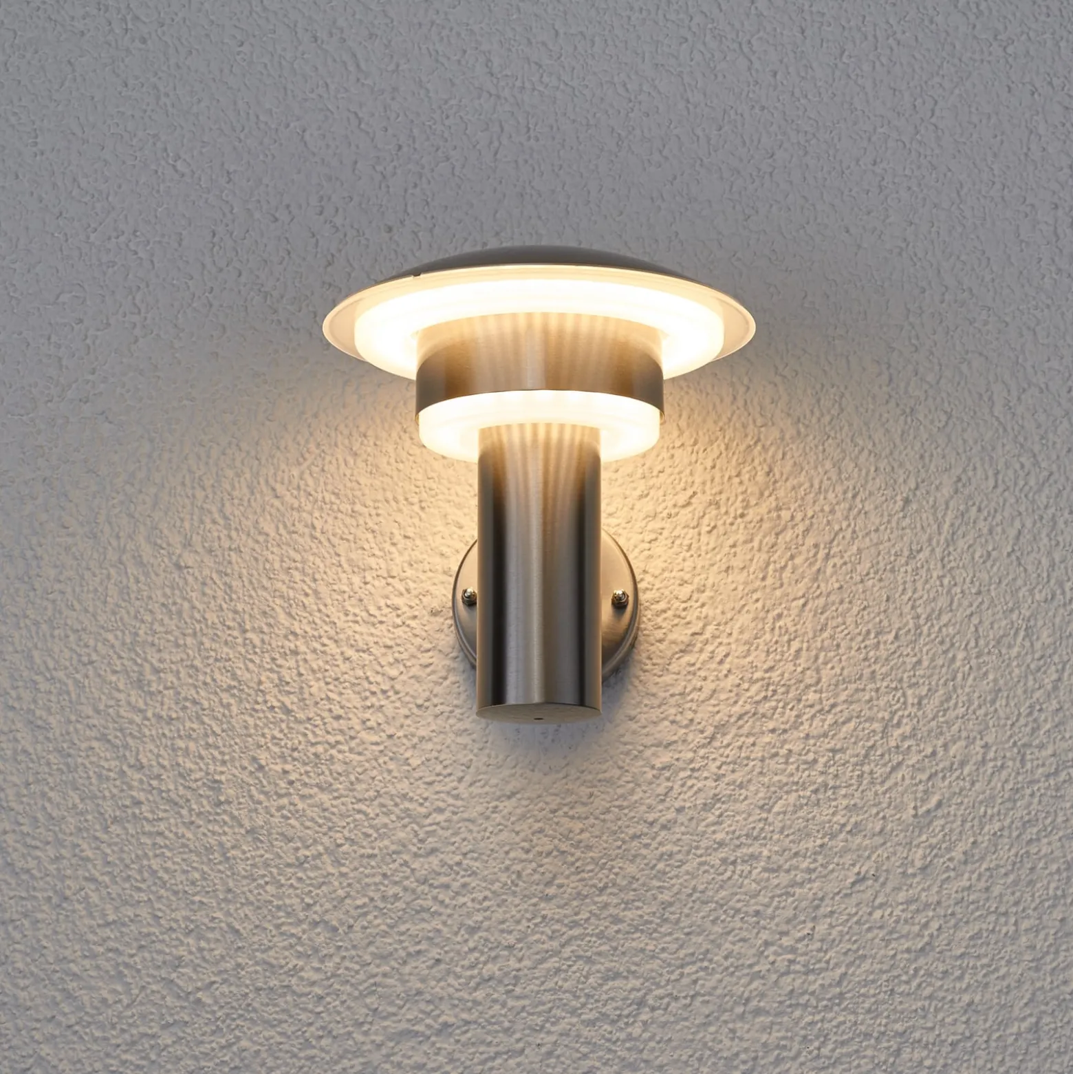 Lindby LED-ulkoseinävalaisin Lillie, korkeus 19 cm, ruostumaton teräs