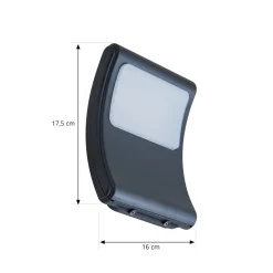 Lindby LED-ulkoseinävalaisin Radane, tummanharmaa, kulmikas, IP54