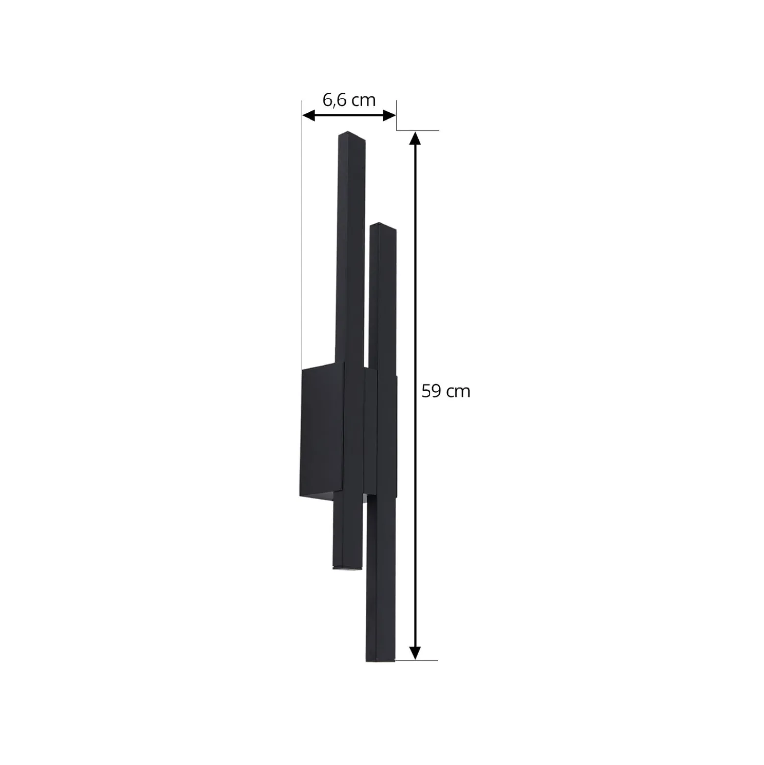 Lindby LED-ulkoseinävalaisin Sakari, musta, alumiini, korkeus 59 cm