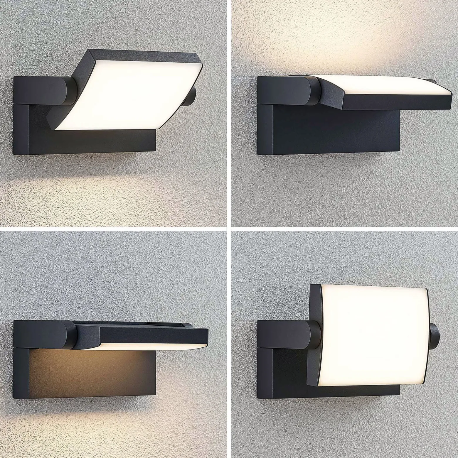 Lindby LED-ulkoseinävalaisin Sherin, sarja 2 kpl, kääntyvä
