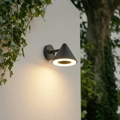 Lindby LED-ulkoseinävalaisin Soran, musta, metalli, IP44