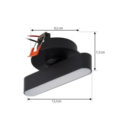 Lindby LED uppoasennusvalo Eldrin, musta, valonauha,13,1cm