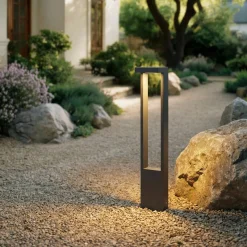 Lindby LED-valaisin Lonete, korkeus 65 cm, antrasiitti, IP65
