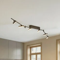 Lindby LED-valonheitin Eldrin, musta, 6 valoa, valonauhat