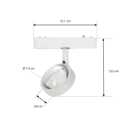 Lindby LED-valonheitin 48 V Lumaro, valkoinen, Ø 7,3 cm, alumiini, himmennettävä