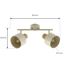 Lindby Lenja -kattokohdevalo, 2-lamppuinen, beige, E14, metalli