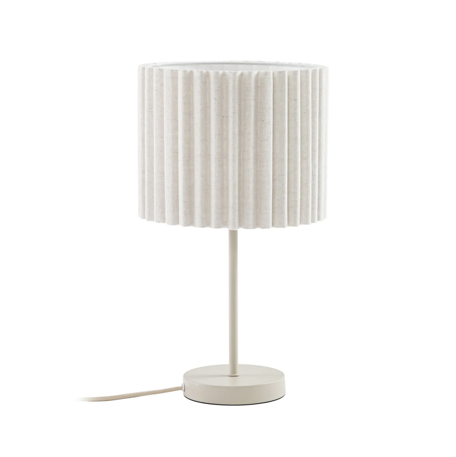 Lindby Libbie -pöytävalaisin, korkeus 45 cm, pellava, kermanvärinen, E27