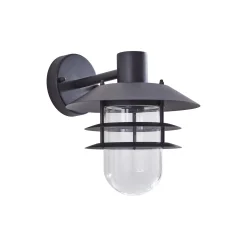 Lindby Meliora -ulkoseinävalaisin, musta, rauta, IP44, E27