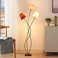 Lindby Melis lattiavalaisin, 130 cm, kolmilamppuinen, tekstiili