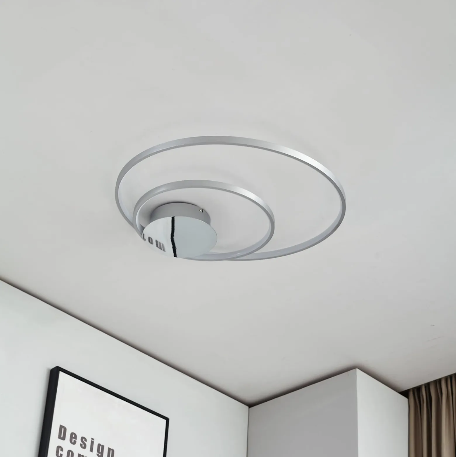Lindby Nerwin LED-kattovalaisin, 65 cm, pyöreä, alumiini/kromi