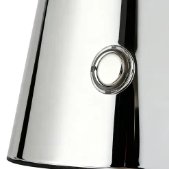 Lindby Nevijo LED-akkukäyttöinen pöytävalaisin, kromi, Ø20 cm, USB, himmennin