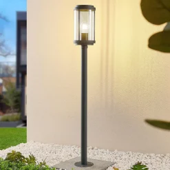 Lindby Ojali pylväsvalaisin, pyöreä, tummanharmaa