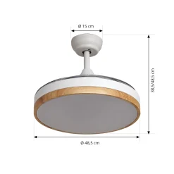 Lindby Oras LED-kattotuuletin, valkoinen, DC, hiljainen, Ø 107 cm