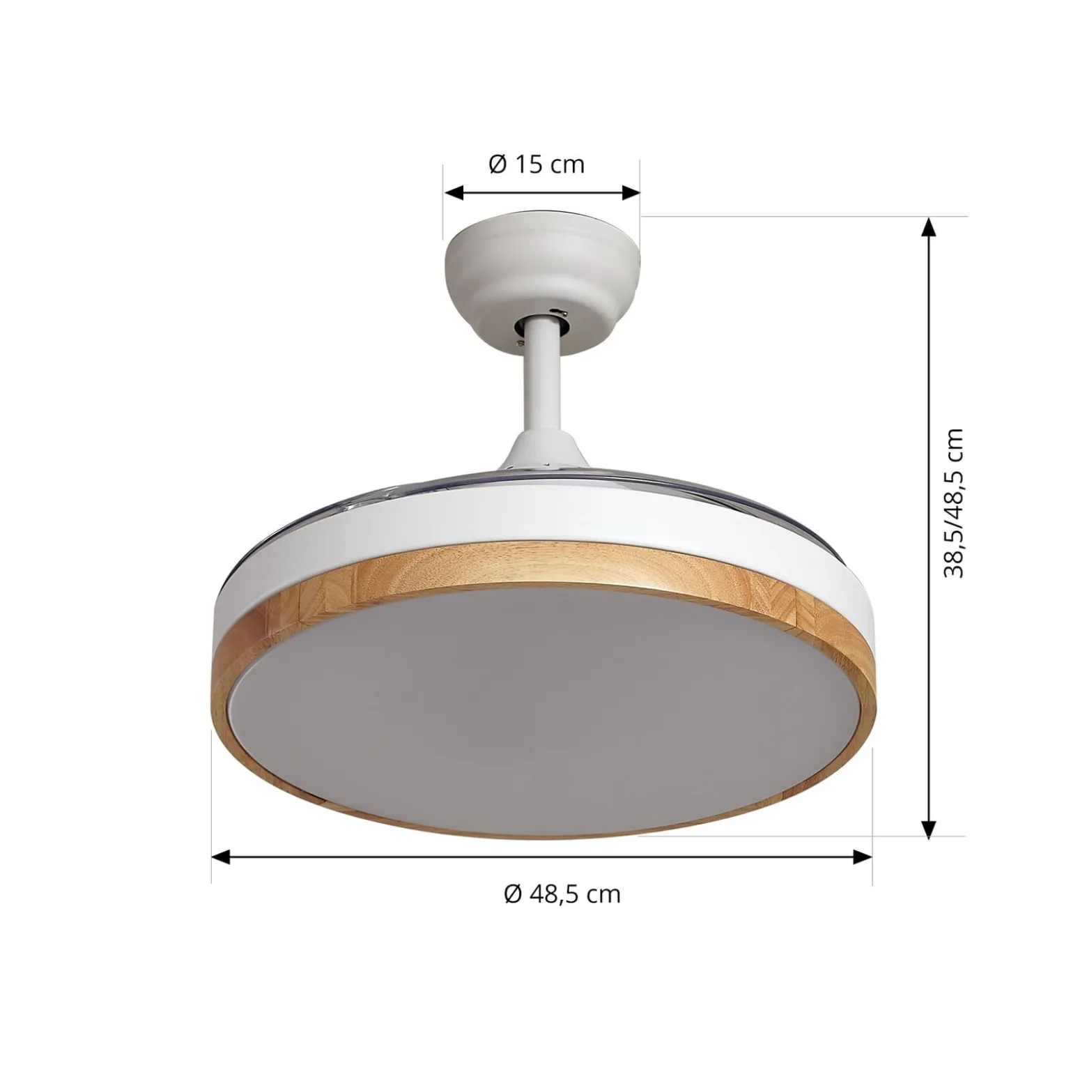 Lindby Oras LED-kattotuuletin, valkoinen, DC, hiljainen, Ø 107 cm