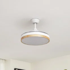 Lindby Oras LED-kattotuuletin, valkoinen, DC, hiljainen, Ø 107 cm