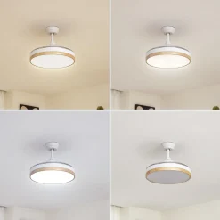Lindby Oras LED-kattotuuletin, valkoinen, DC, hiljainen, Ø 107 cm
