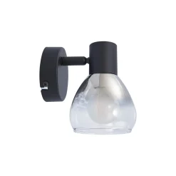 Lindby Pendura seinävalaisin, Ø 9 cm, musta, lasi