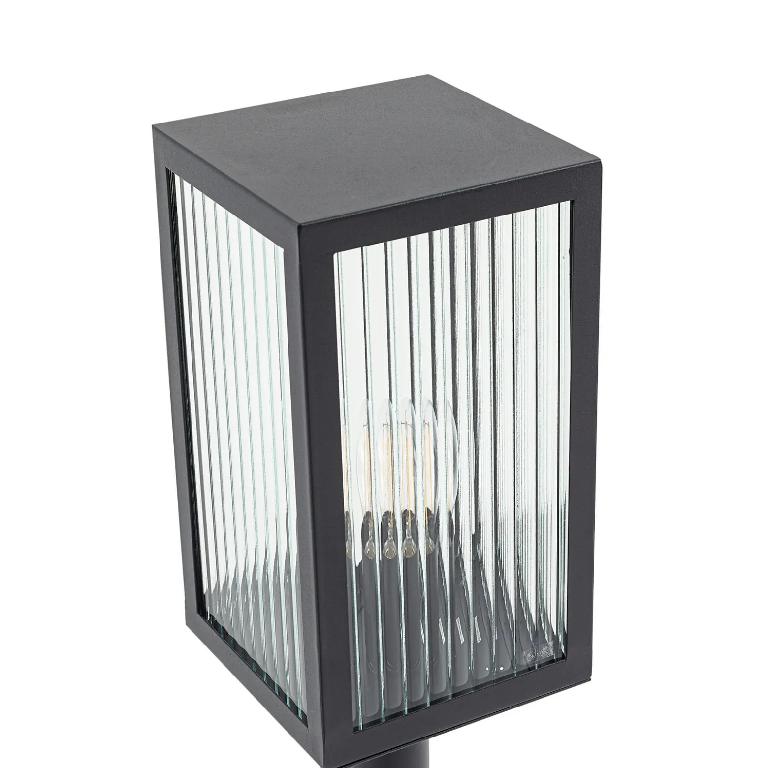 Lindby pylväsvalaisin Bolgar, musta, metalli, lasi, 15 cm