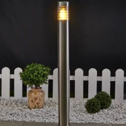Lindby pylväsvalaisin Enja, 100 cm, ruostumaton teräs, IP44, E27