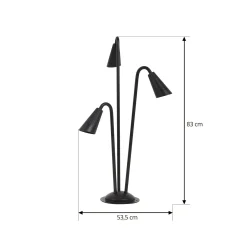 Lindby pylväsvalaisin Sorvete, musta, metalli, 3-lamppuinen, 83 cm