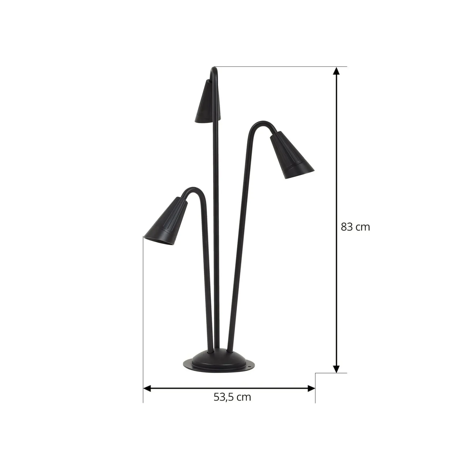 Lindby pylväsvalaisin Sorvete, musta, metalli, 3-lamppuinen, 83 cm