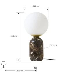 Lindby pöytälamppu Lennes x Eva Söllner, ruskea, marmori, Ø20cm
