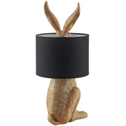 Lindby pöytälamppu Lorentina, korkeus 57 cm, jänis, kulta, tekstiili
