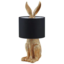 Lindby pöytälamppu Lorentina, korkeus 57 cm, jänis, kulta, tekstiili
